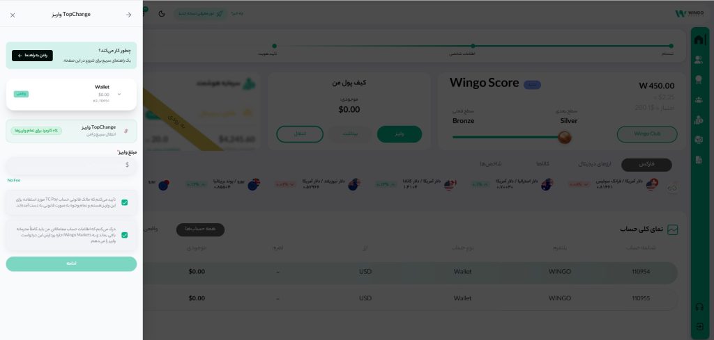 واریز و برداشت در بروکر وینگو مارکتس