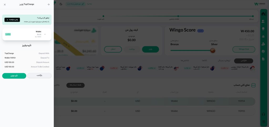 واریز و برداشت در بروکر وینگو مارکتس